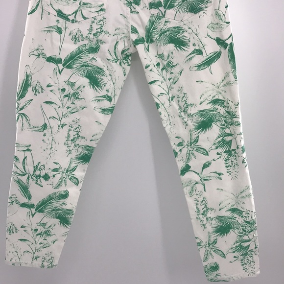 NEW Lucky Brand Low Rise Crop Jeans Palm Green/ White Tropical Print Sz 10/30 - Picture 9 of 14
